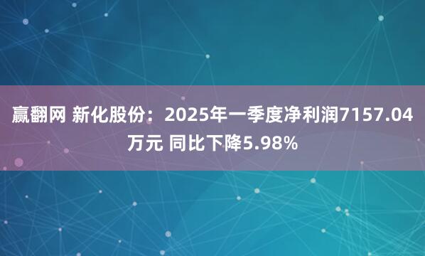 赢翻网 新化股份：2025年一季度净利润7157.04万元 同比下降5.98%